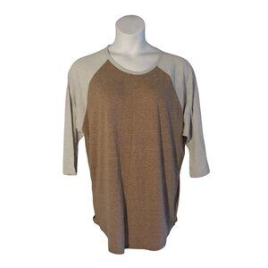 Lularoe 3XL Randy Raglan Sleeve Shirt Top Heathered Brown Gray SOFT